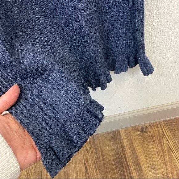 Anthropologie Daily Practice Blue Ribbed Ruffle Hem Slim Tank Dress Size L - Picture 7 of 12